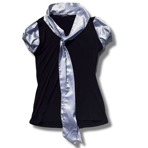 Tattoo Black & White Polka Dot Puff Sleeve Top Size M | Retro Chic |